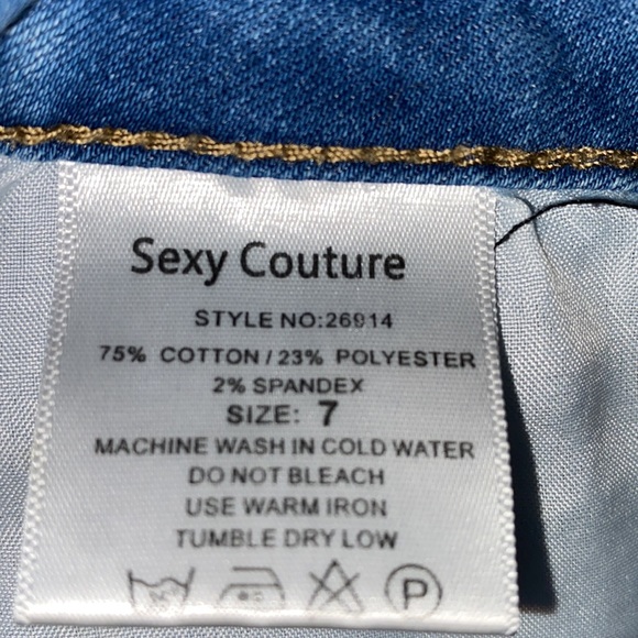 “Sexy Couture” Jean Shorts With Pearls On Sides - Picture 6 of 6